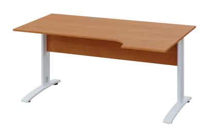 CRK 28 - 164 stůl kancelářský, rohový, pravý, kovová podnož bílá, deska 25 mm, široký 1600 mm, olše